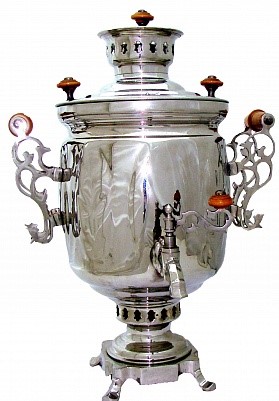 Nickel-plated 5L Samovar in Can Shape with Cast Handles Faceted
