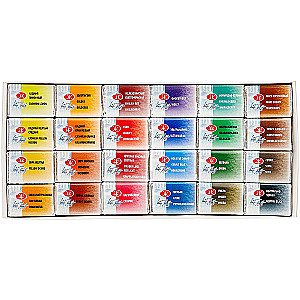 Zestaw farb akwarelowych artystycznych Leningrad Nr 1 tektura, 24 kolory, w kuwety po 2,5 ml.