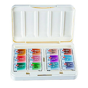 Watercolor Paint Set White Nights Granulation and Natural Earths, 12 half-pans x 2.5 ml, plastic