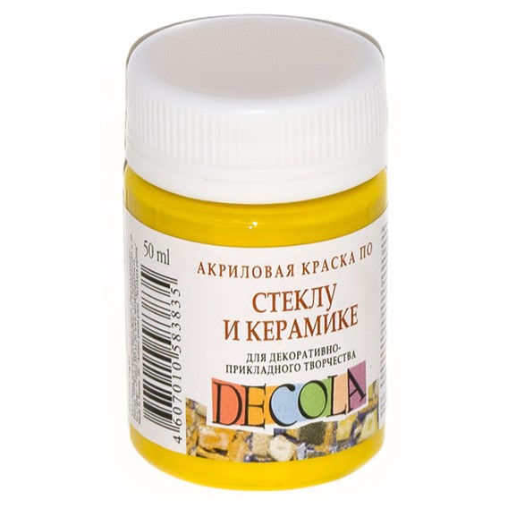 Decola Acrylic Paint for Glass and Ceramics, 50 ml, Yellow