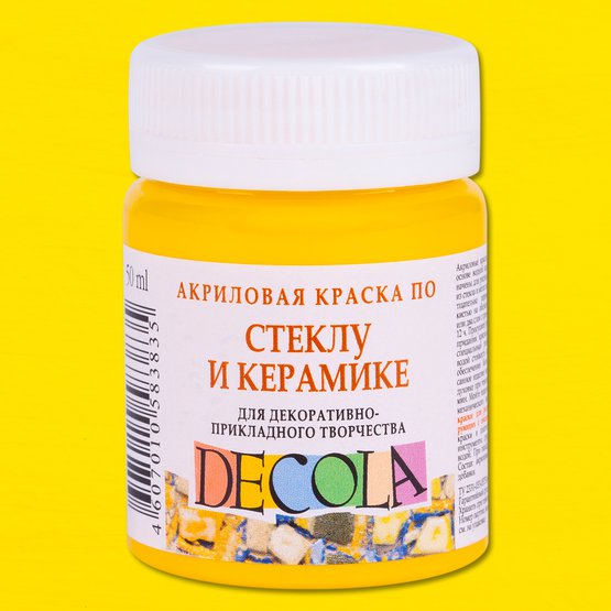 Decola Acrylic Paint for Glass and Ceramics, 50 ml, Yellow