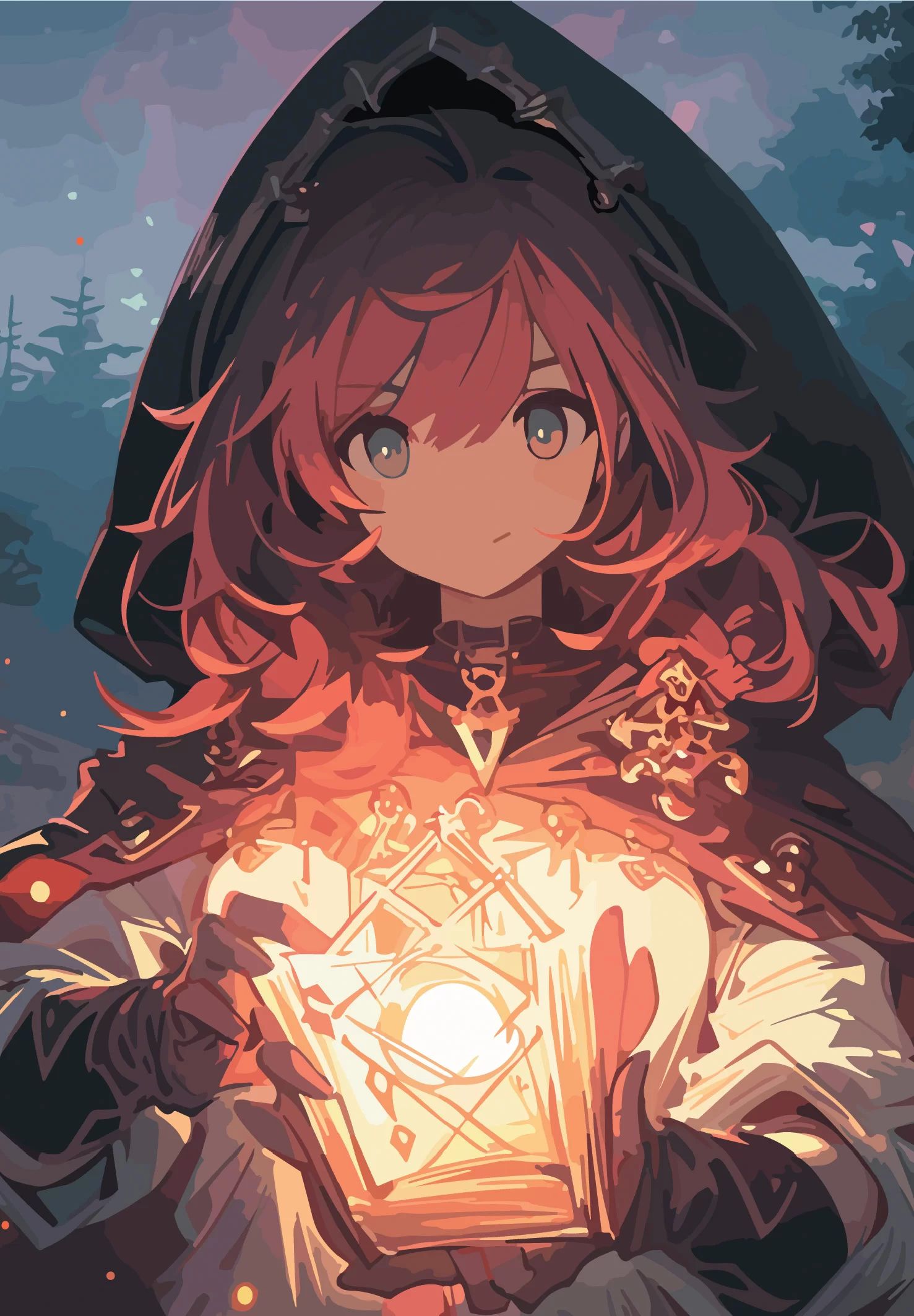 Notebook Anime Magic. Girl in Red