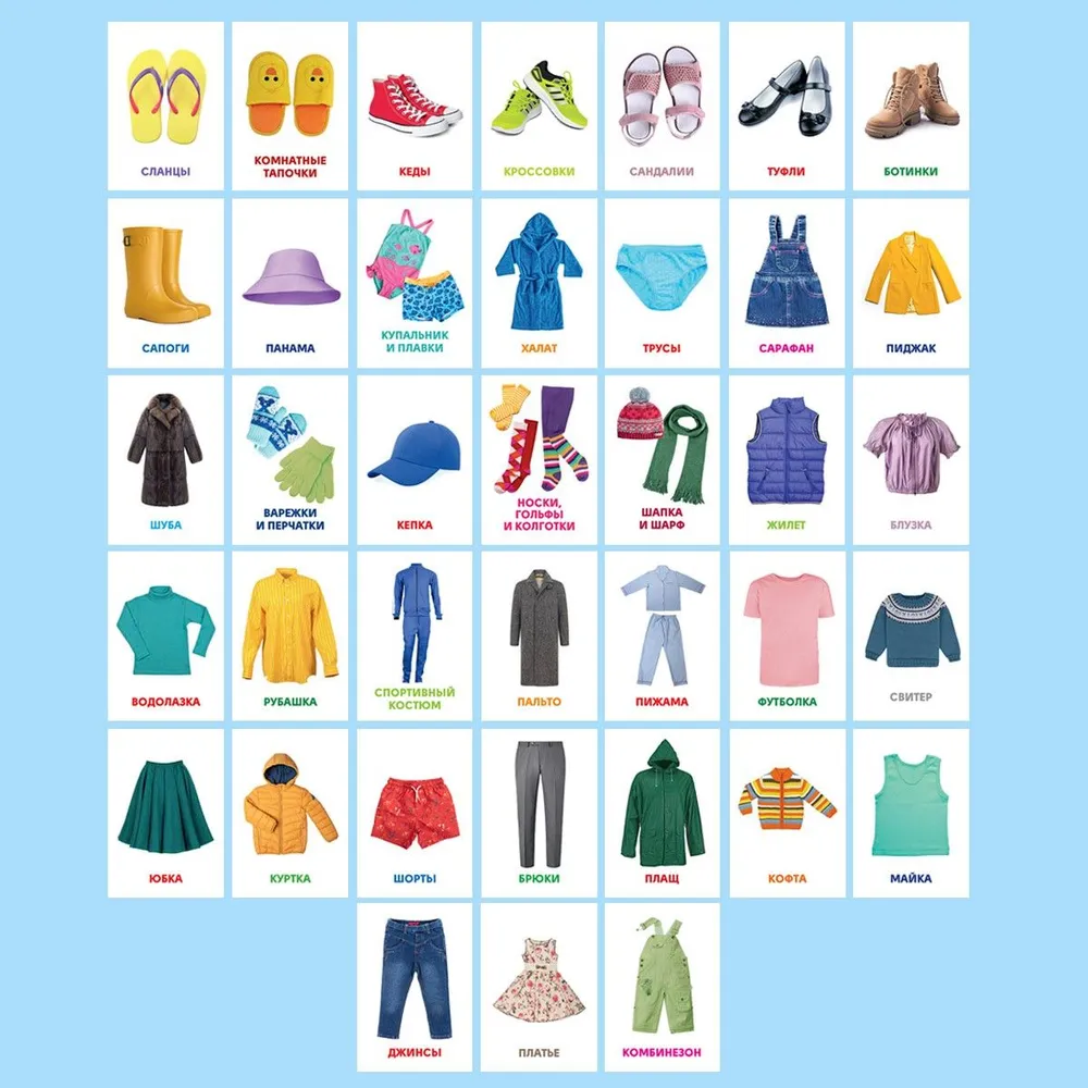 Educational Cards Clothing and Footwear