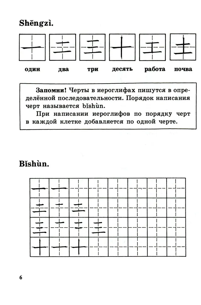 Writing Exercises on Chinese Hieroglyphic Writing. The First Stage of Learning