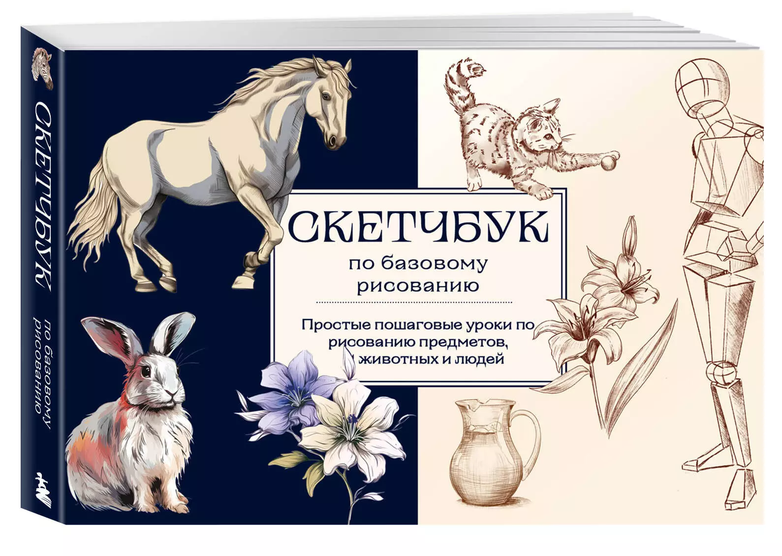 Sketchbook for Basic Drawing. Simple Step-by-Step Lessons on Drawing Objects, Animals, and People