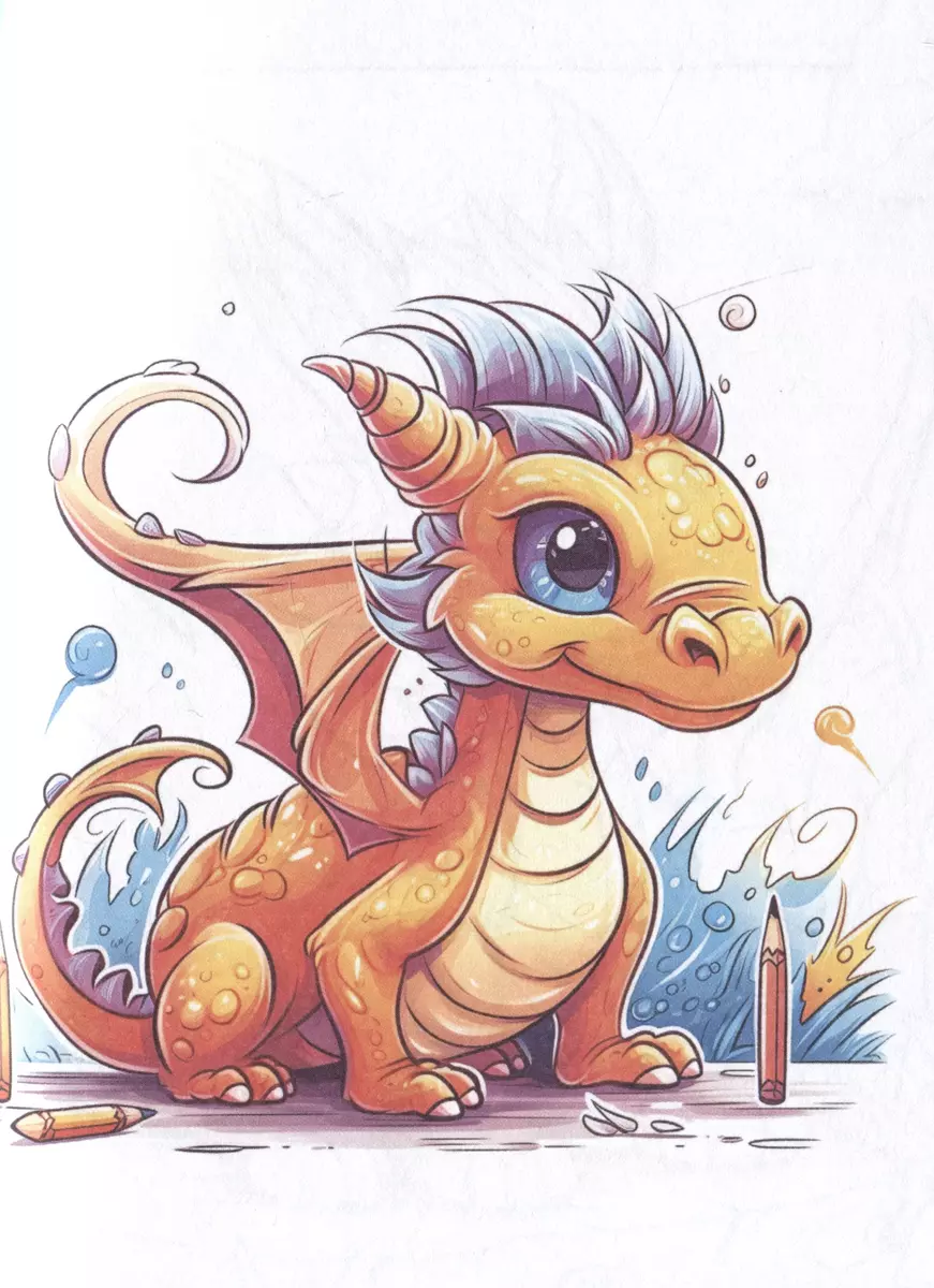 Little Dragons. Color in 5 minutes with blue design