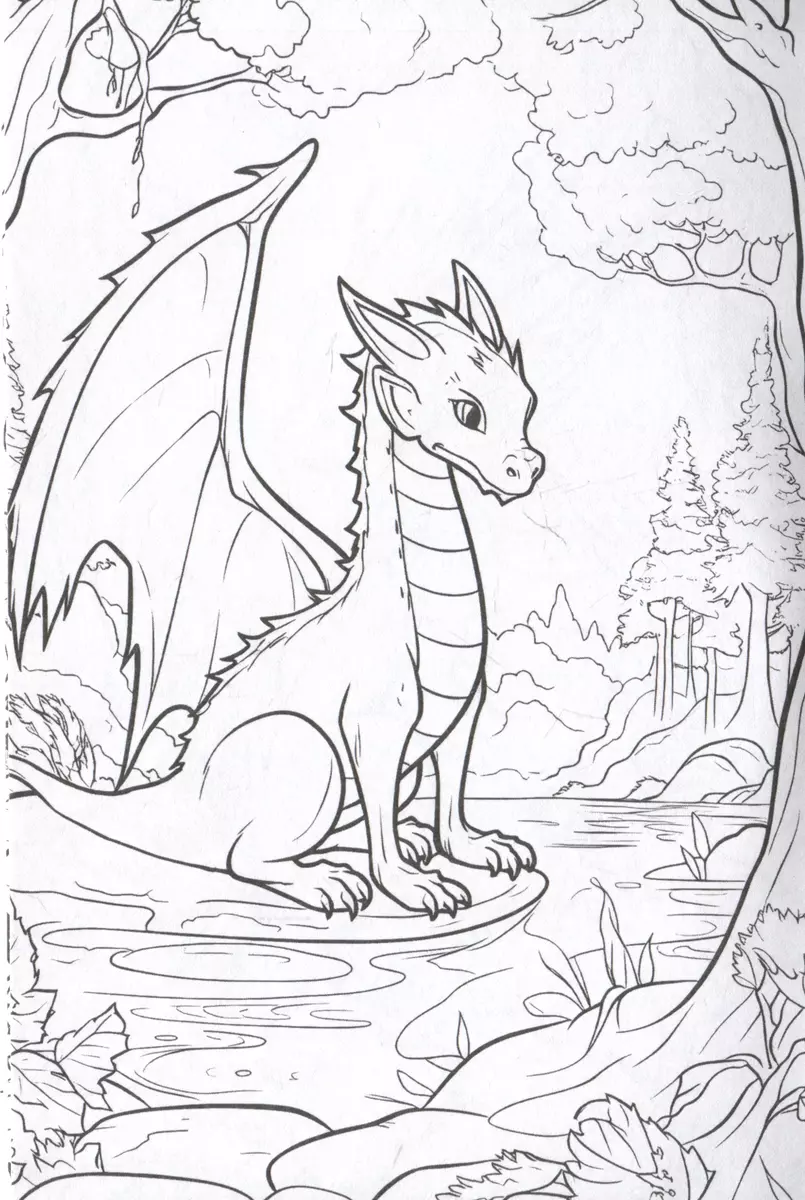 Little Dragons. Color in 5 minutes with blue design