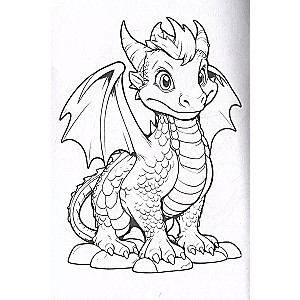 Little Dragons. Color in 5 minutes with blue design