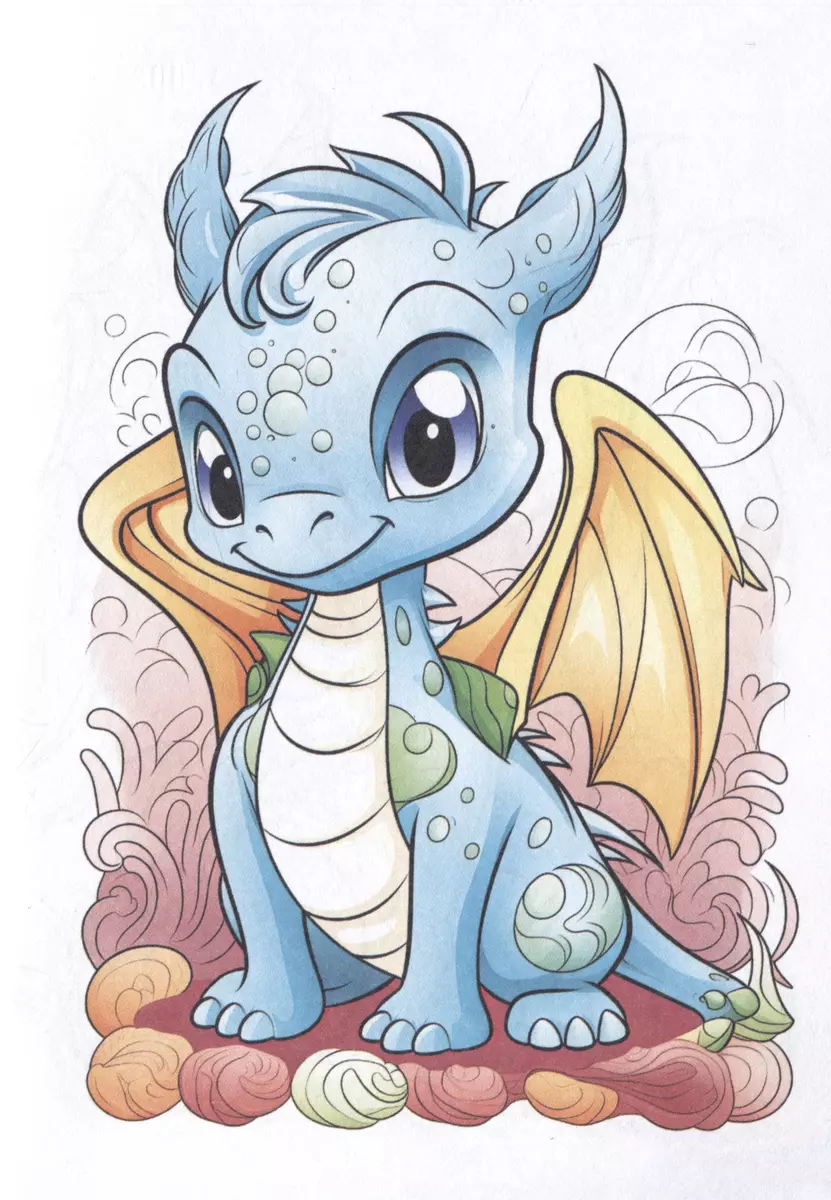 Little Dragons. Color in 5 minutes with blue design