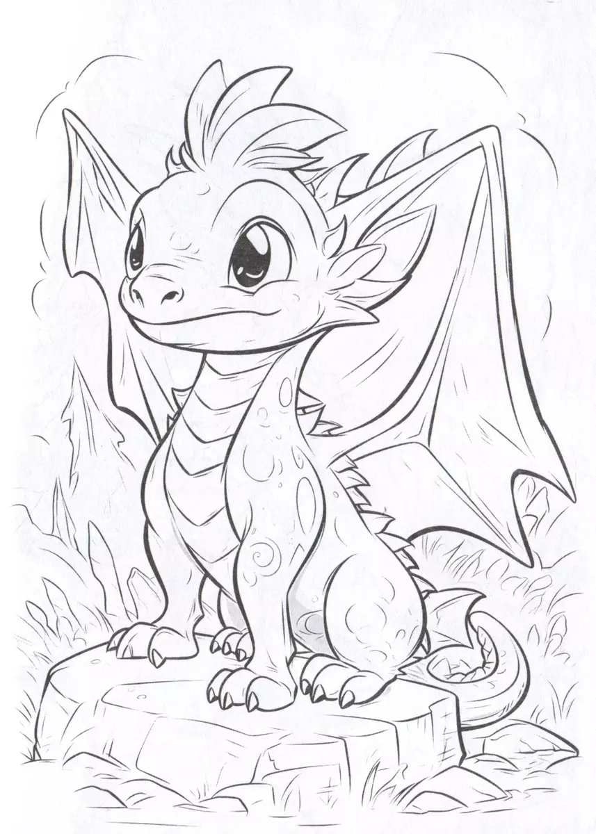Dragons. Color in 5 minutes with orange design