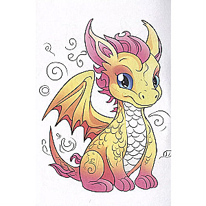 Dragons. Color in 5 minutes with orange design