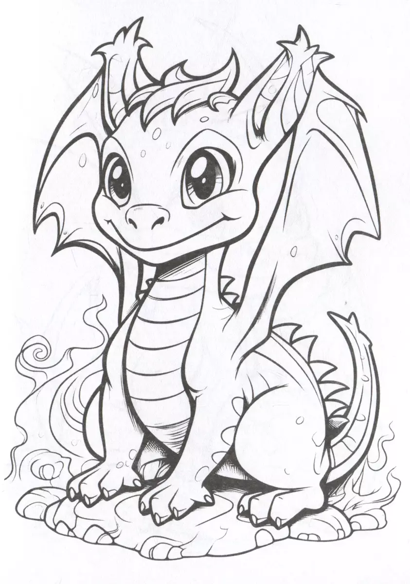 Dragons. Color in 5 minutes with orange design