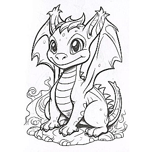 Dragons. Color in 5 minutes with orange design