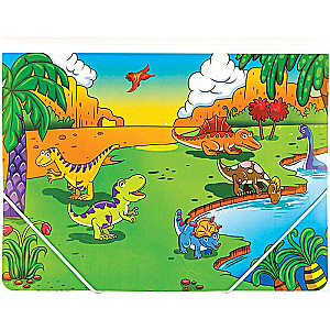 A4-Ordner mit Gummibändern Dinosaurier, 0,45 mm