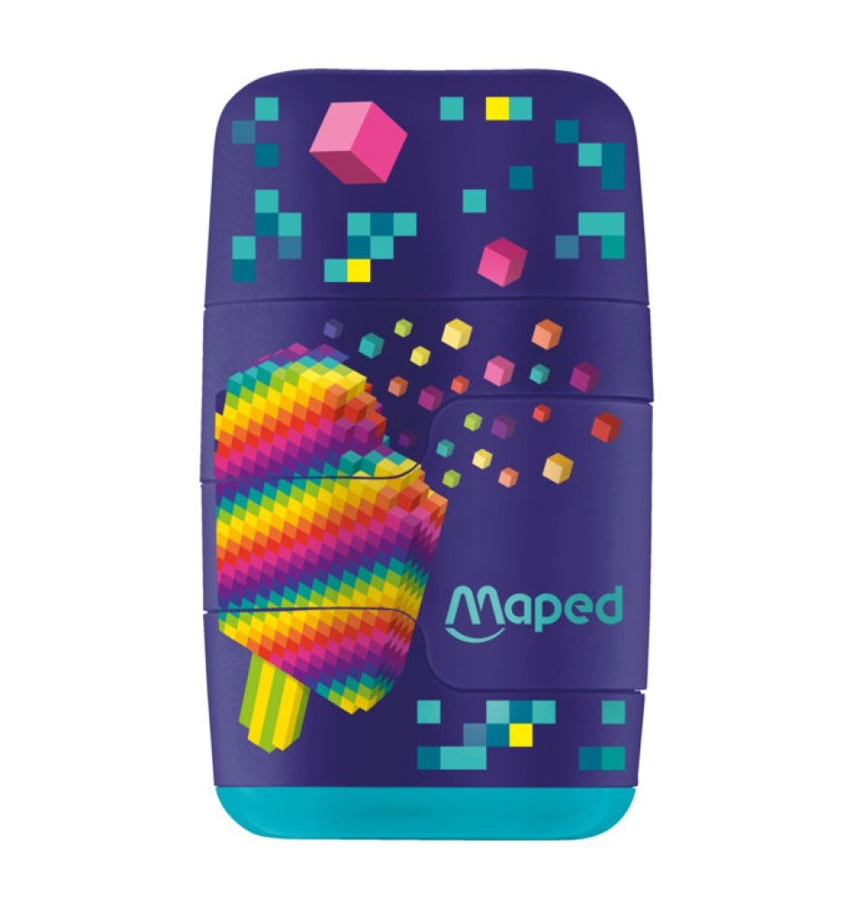 Pencil Sharpener with Container + Eraser - Pixel Party