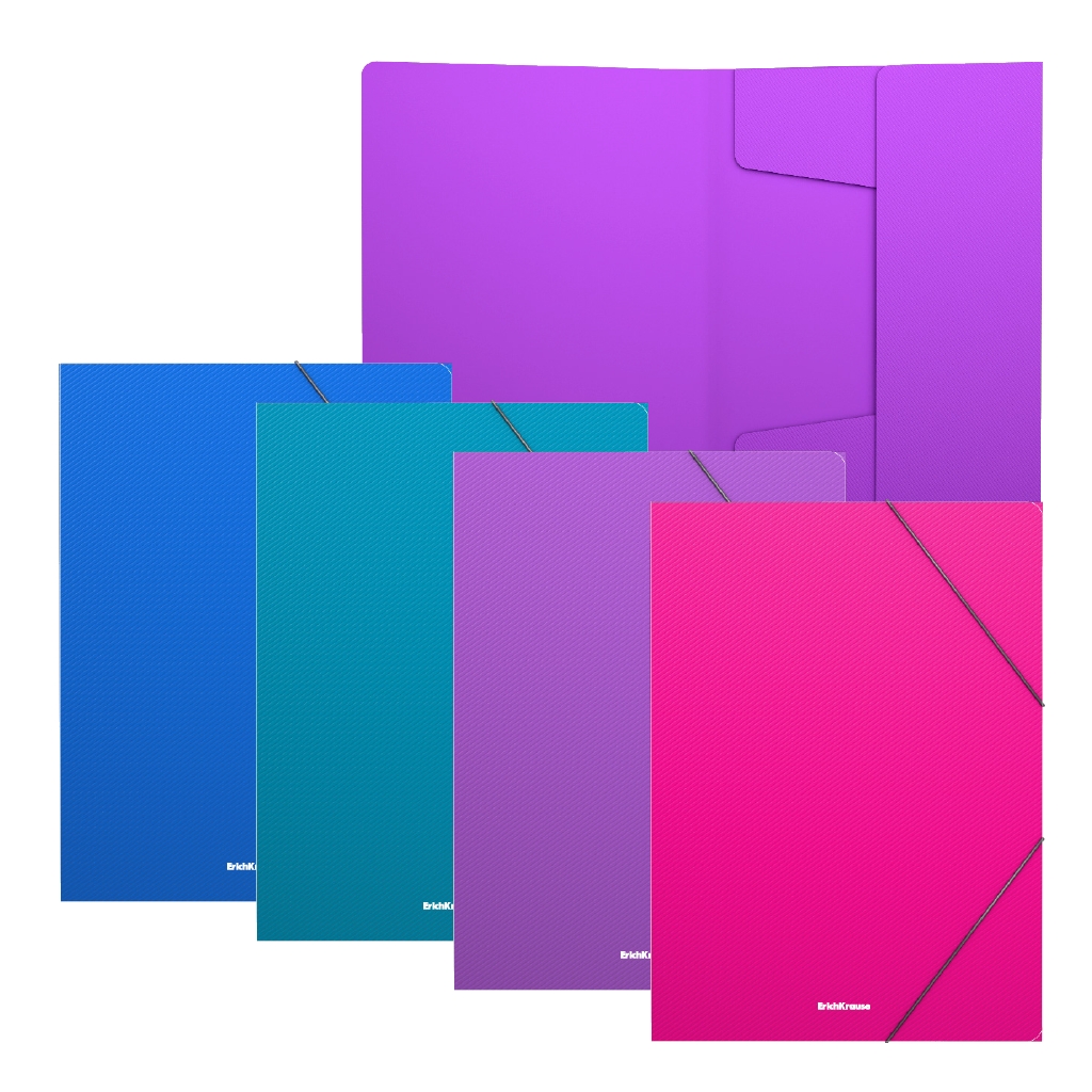 A4 Folder with Rubber Bands ErichKrause Diagonal Vivid (Mix of Colors)