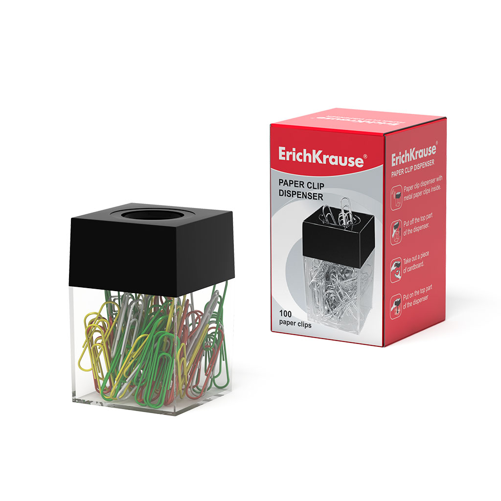 Magnetic Paper Clip Dispenser ErichKrause (100 pcs, colored)