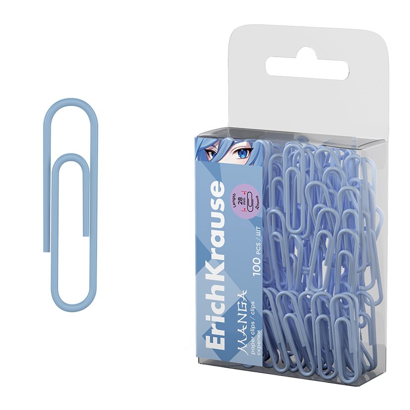 ErichKrause Manga Paperclips (gray-blue), 28 mm