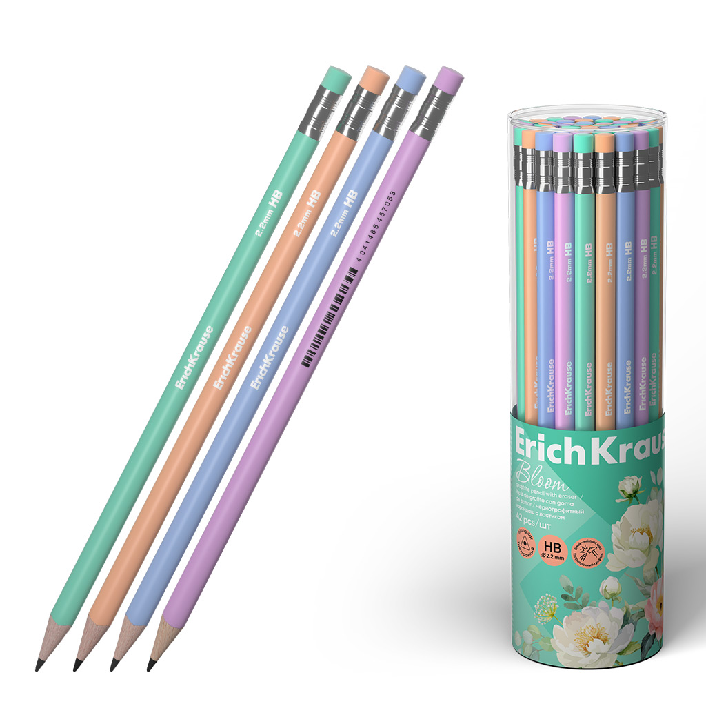 ErichKrause Pastel Bloom Pencil HB, with Eraser