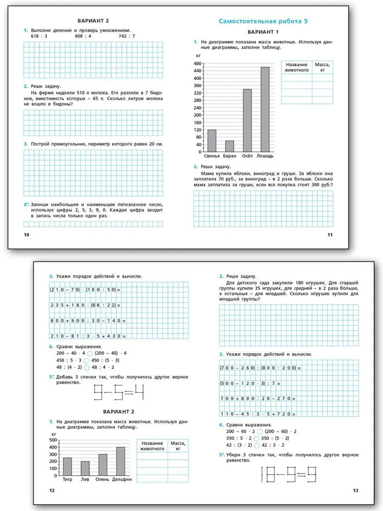 Mathematics. 4th grade. Independent and control work. Workbook
