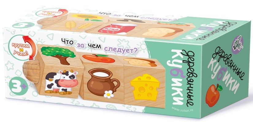 Holzwürfel auf einer Achse - Was folgt auf was?