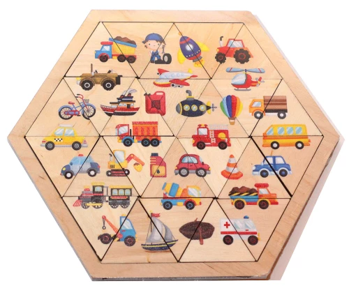 Medinis dėlionė - Transportas šešiakampis