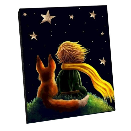 Numbered painting on black canvas 50x40 cm The Little Prince