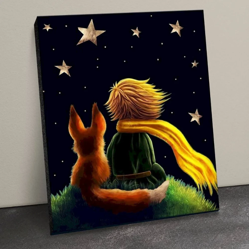 Numbered painting on black canvas 50x40 cm The Little Prince