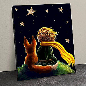 Numbered painting on black canvas 50x40 cm The Little Prince