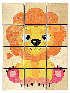 Wooden Puzzle for Toddlers Lion Cub. 12 Pieces