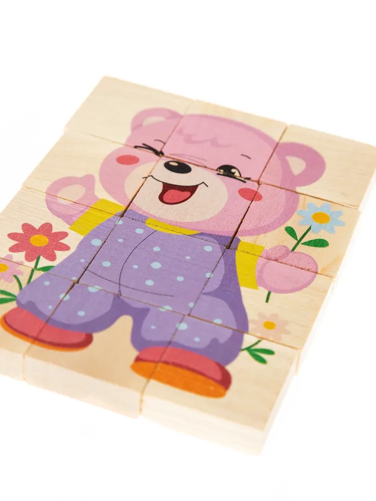 Drewniane puzzle Miś. 12 elementów