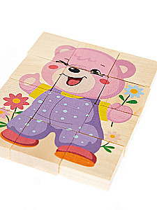 Drewniane puzzle Miś. 12 elementów