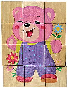 Drewniane puzzle Miś. 12 elementów