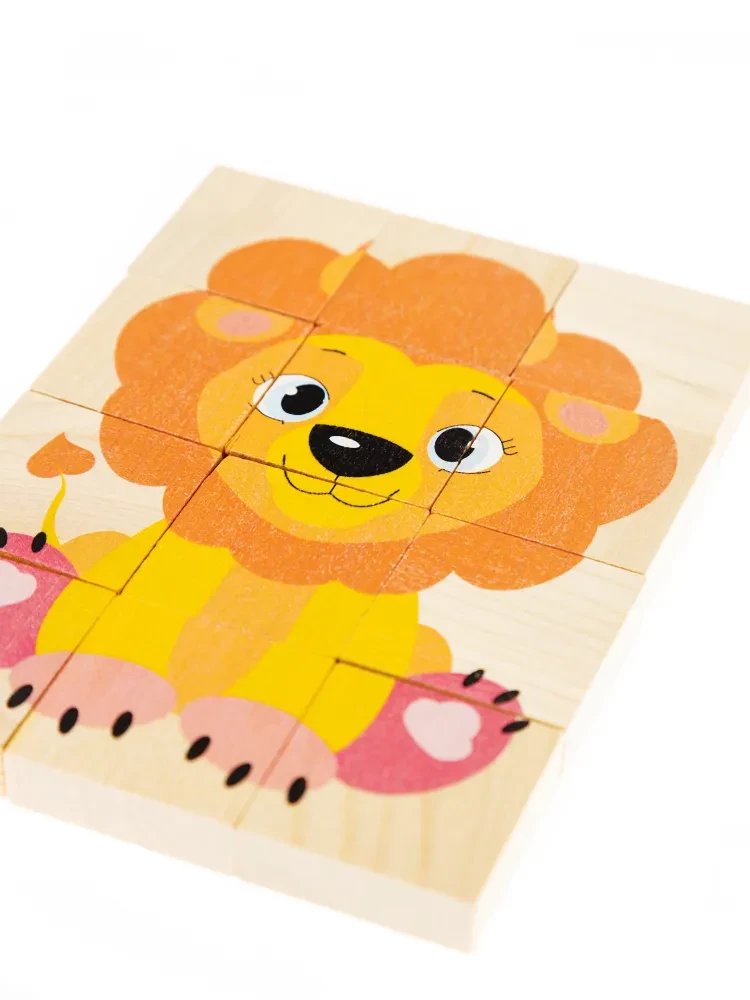 Wooden Puzzle for Toddlers Lion Cub. 12 Pieces