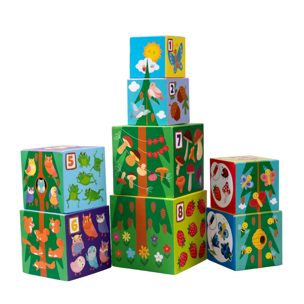 Developing pyramid of blocks Forest inhabitants 8 in 1