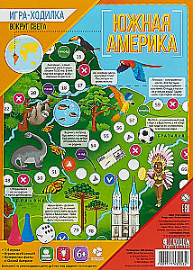 Board Game with Tokens Around the World. South America