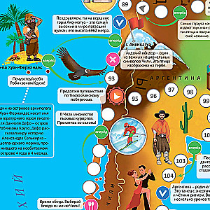 Board Game with Tokens Around the World. South America
