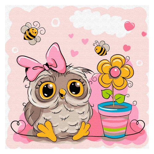 Painting by numbers Molly (20x20) Owl with a flower