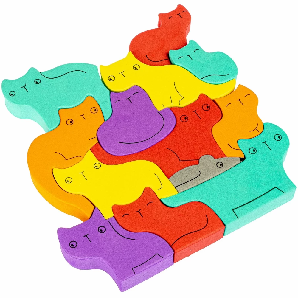 Soft Shaped Puzzle Training Spatial Thinking. Cats and Mouse