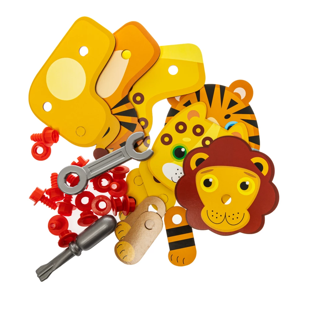 Wooden Constructor for Toddlers Lion, Tiger, Leopard