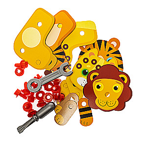 Wooden Constructor for Toddlers Lion, Tiger, Leopard