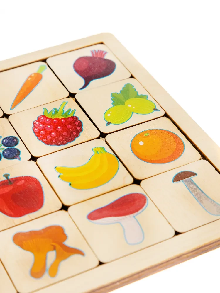 Developmental Wooden Game Vegetables-Fruits-Berries-Mushrooms