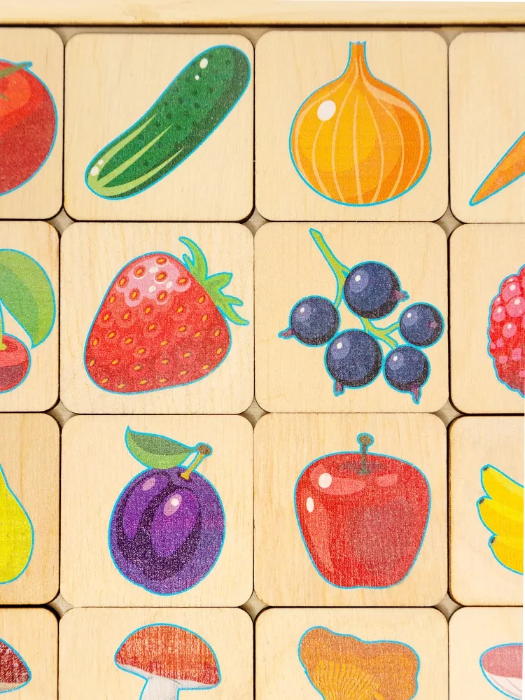 Developmental Wooden Game Vegetables-Fruits-Berries-Mushrooms