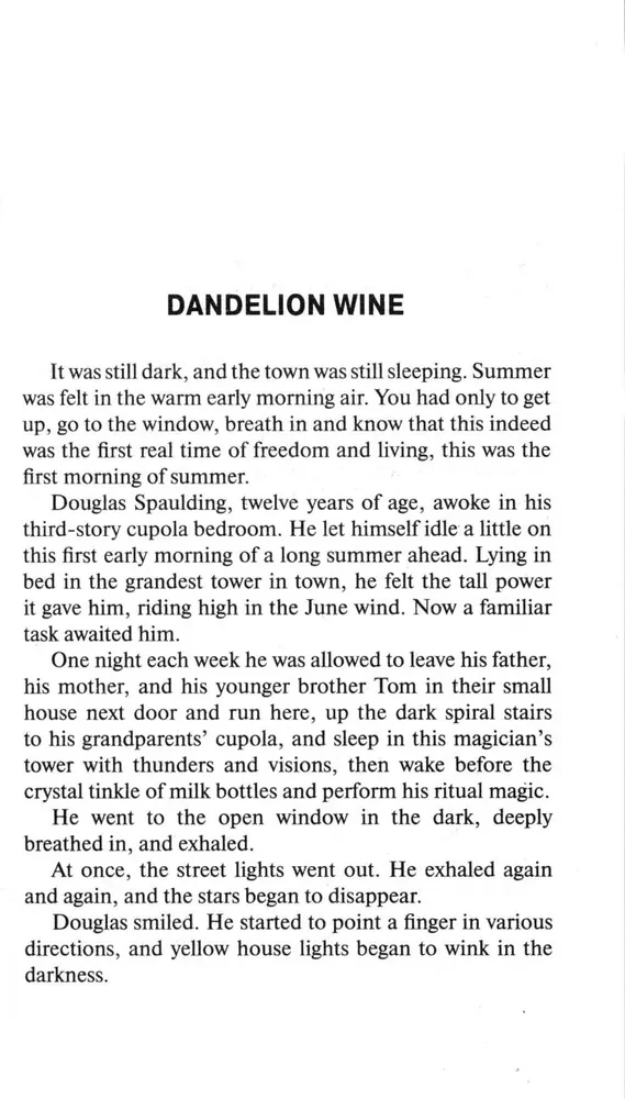 Dandelion Wine. A Reading Book in English. Level B1