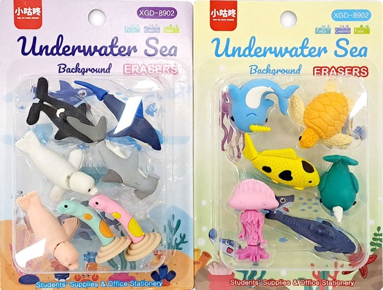 Radiergummi-Set - Unterwasserwelt, in assortierter Auswahl