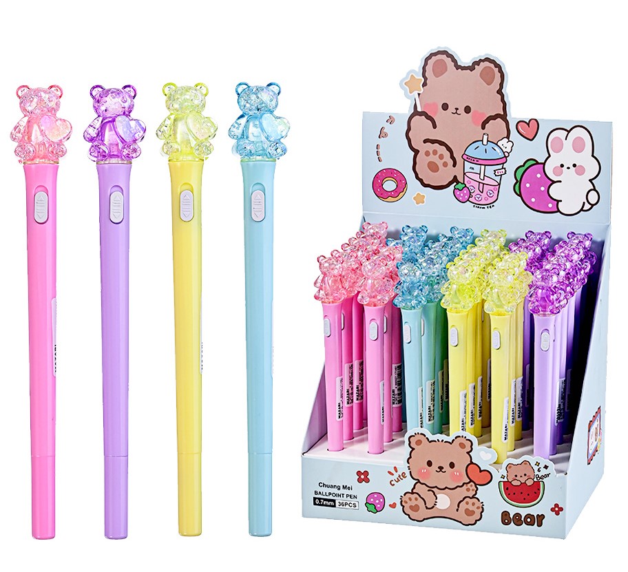 Długopis kulkowy 0,7 mm BEAR, niebieski, z podświetleniem