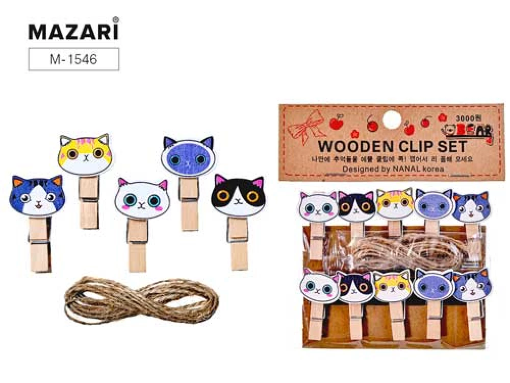 Dekoracyjne drewniane klamerki Cats