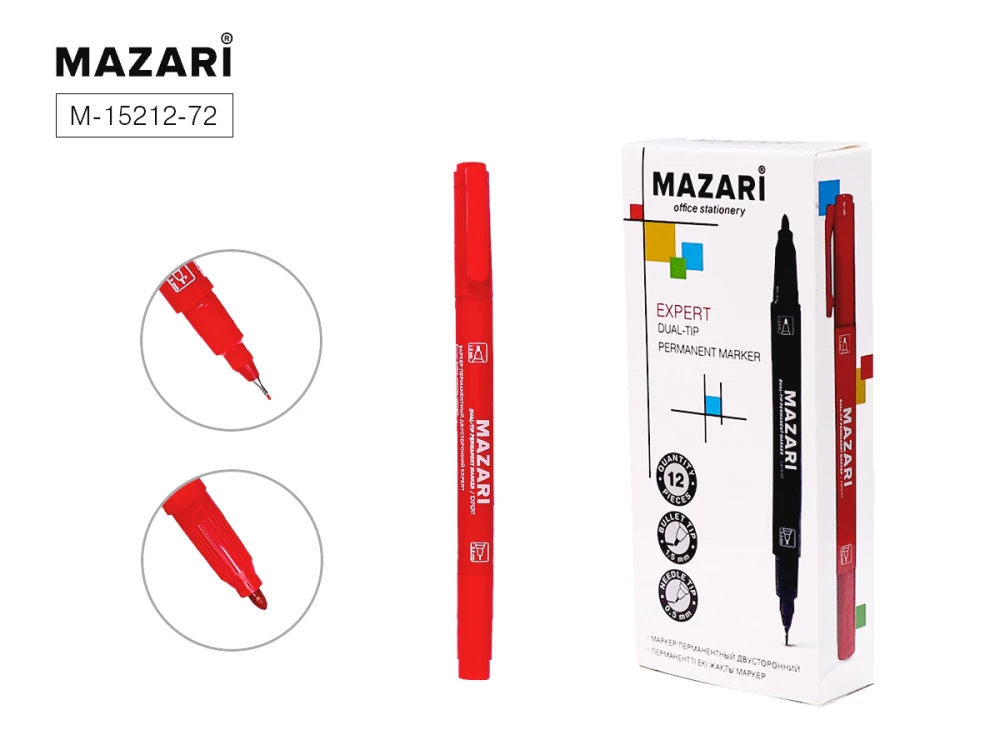 Marker permanenty dwustronny EXPERT, CZERWONY