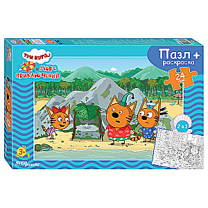 Puzzle 24 maxi Three Cats and the Sea of Adventures with coloring