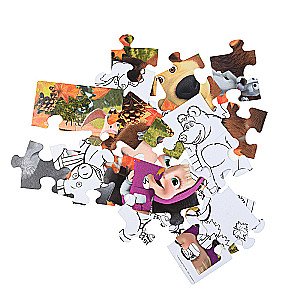Puzzle Masha and the Bear with coloring